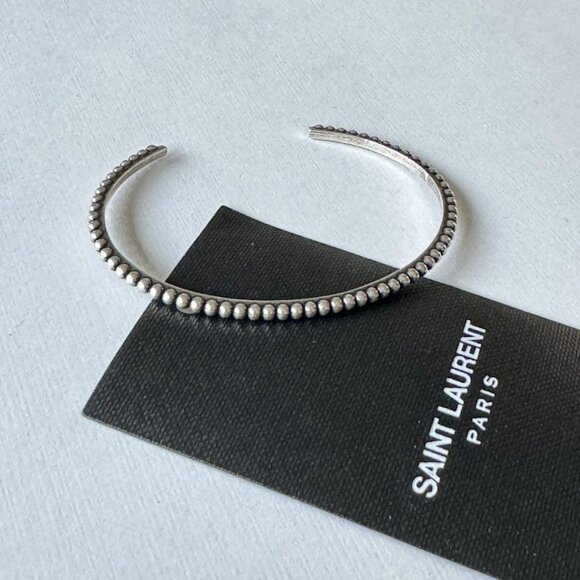 Saint Laurent Paris Silver Ball Cuff Bracelet - Picture 1 of 3